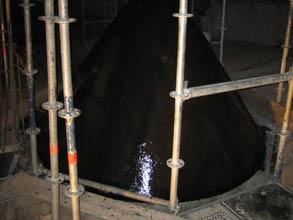 Silo cone coated in Belzona 4351